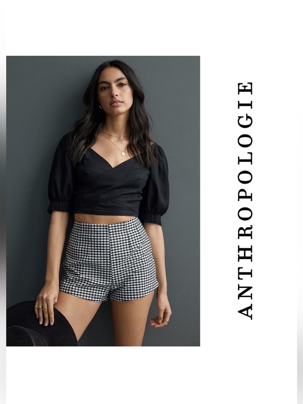 Maeve Anthropologie Black and White Gingham Shorts Size 8